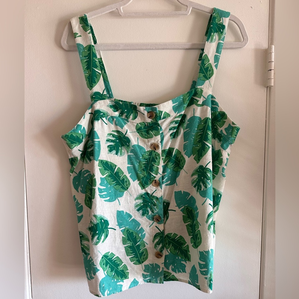 J Crew palm print tank